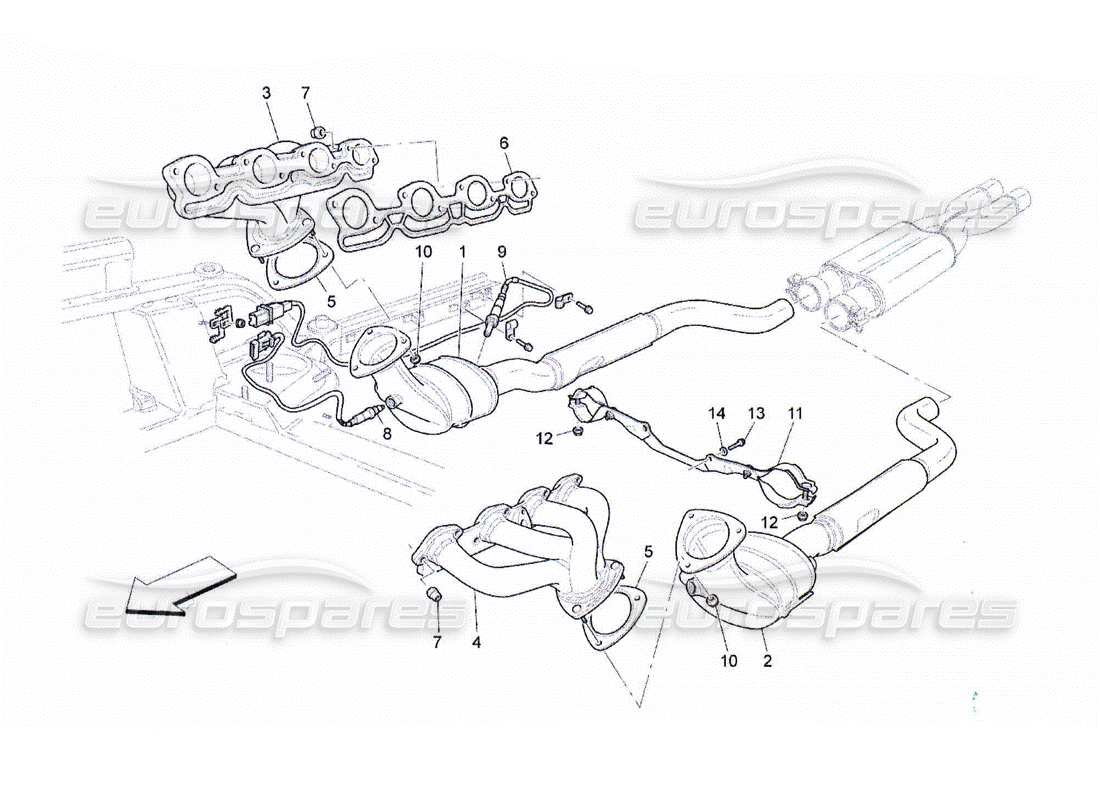 maserati qtp. (2010) 4.2 diagrama de piezas de convertidores precatalíticos y convertidores catalíticos