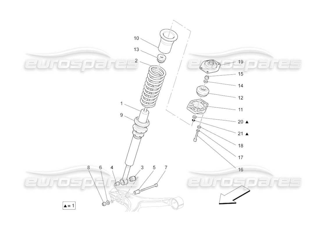 maserati grancabrio (2011) 4.7 diagrama de piezas de los dispositivos amortiguadores delanteros