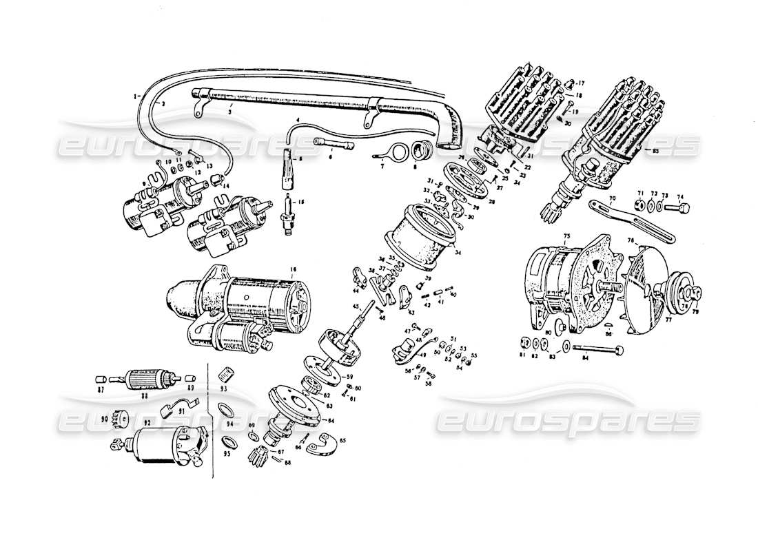 maserati 3500 gt motor de equipo eléctrico diagrama de piezas