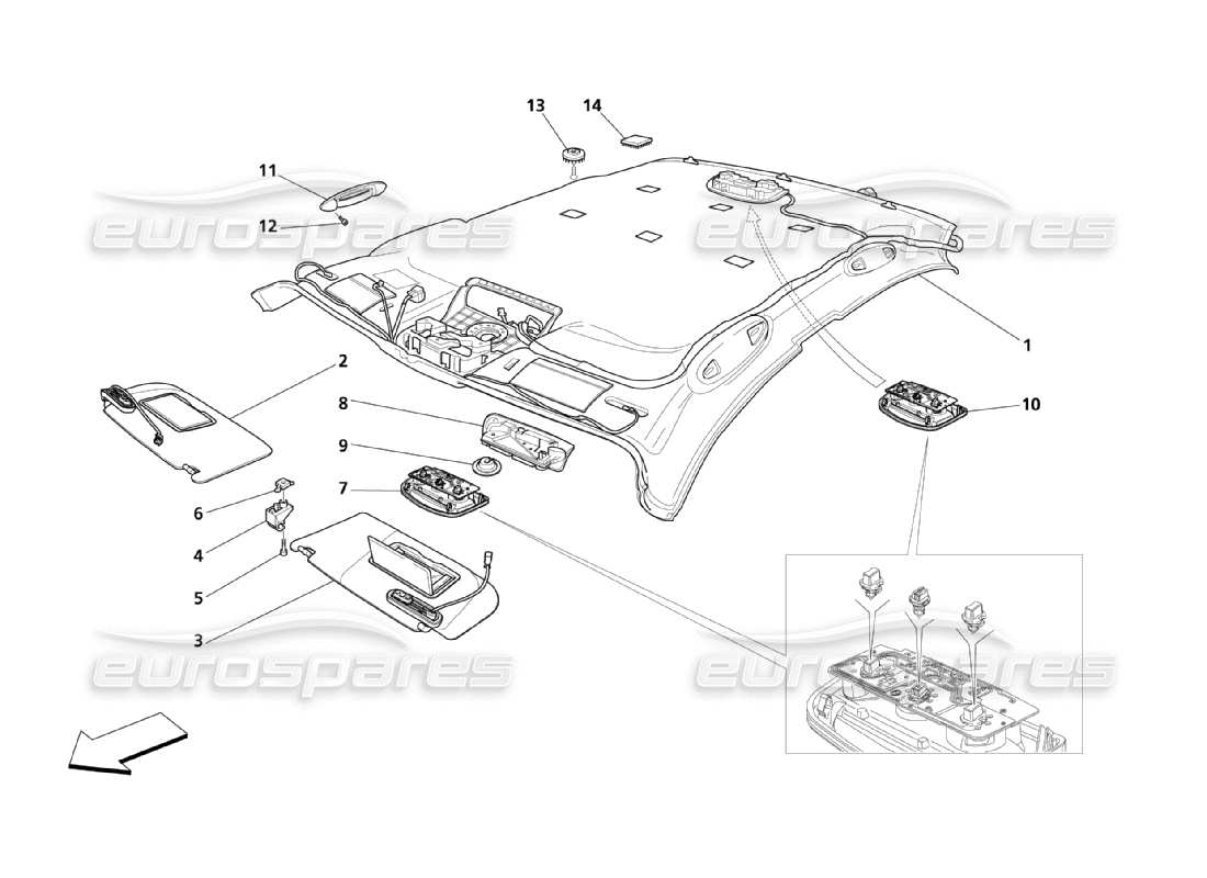 maserati qtp. (2003) 4.2 diagrama de piezas de techo y parasoles