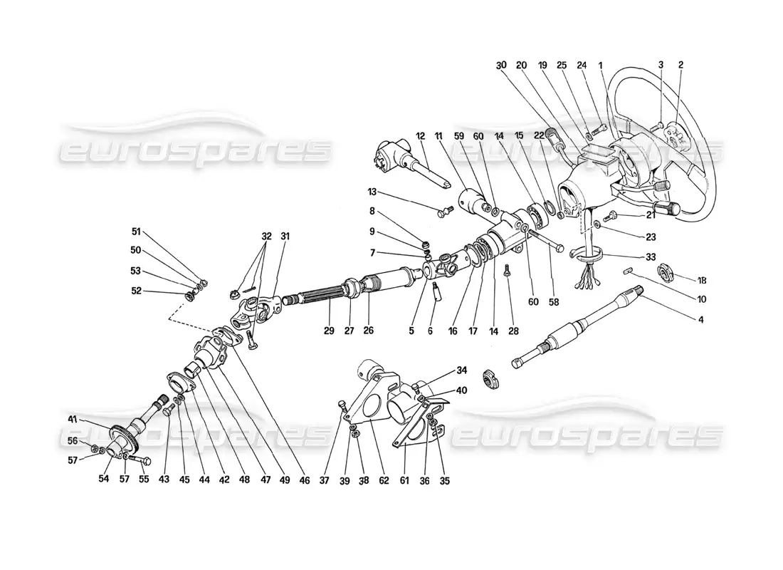 ferrari 288 gto columna de dirección diagrama de piezas