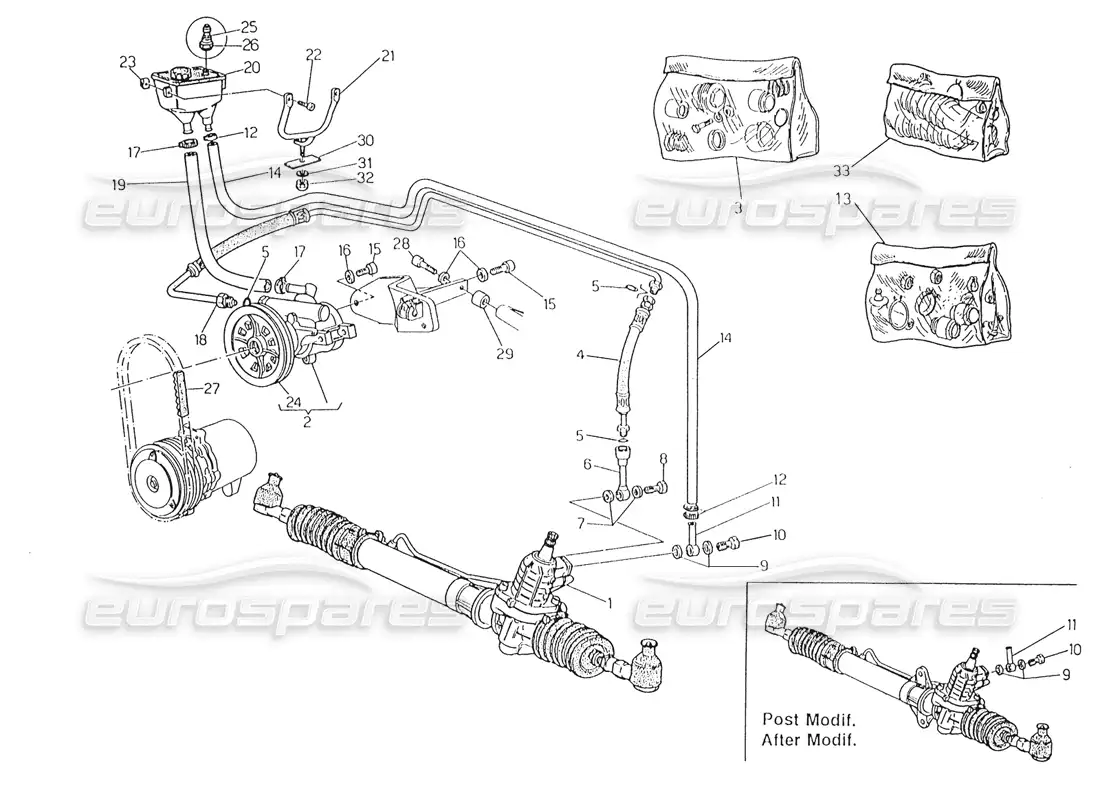 maserati karif 2.8 power steering system (lh steering) parts diagram