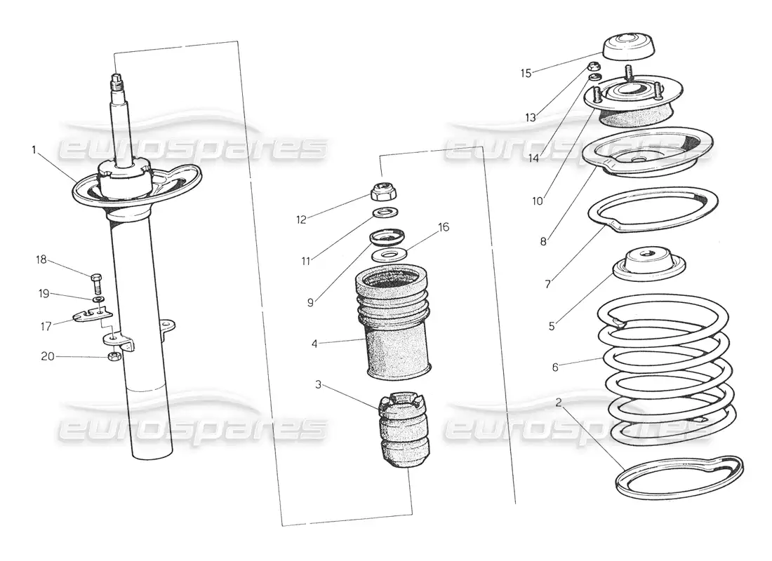maserati biturbo spider amortiguador delantero diagrama de piezas