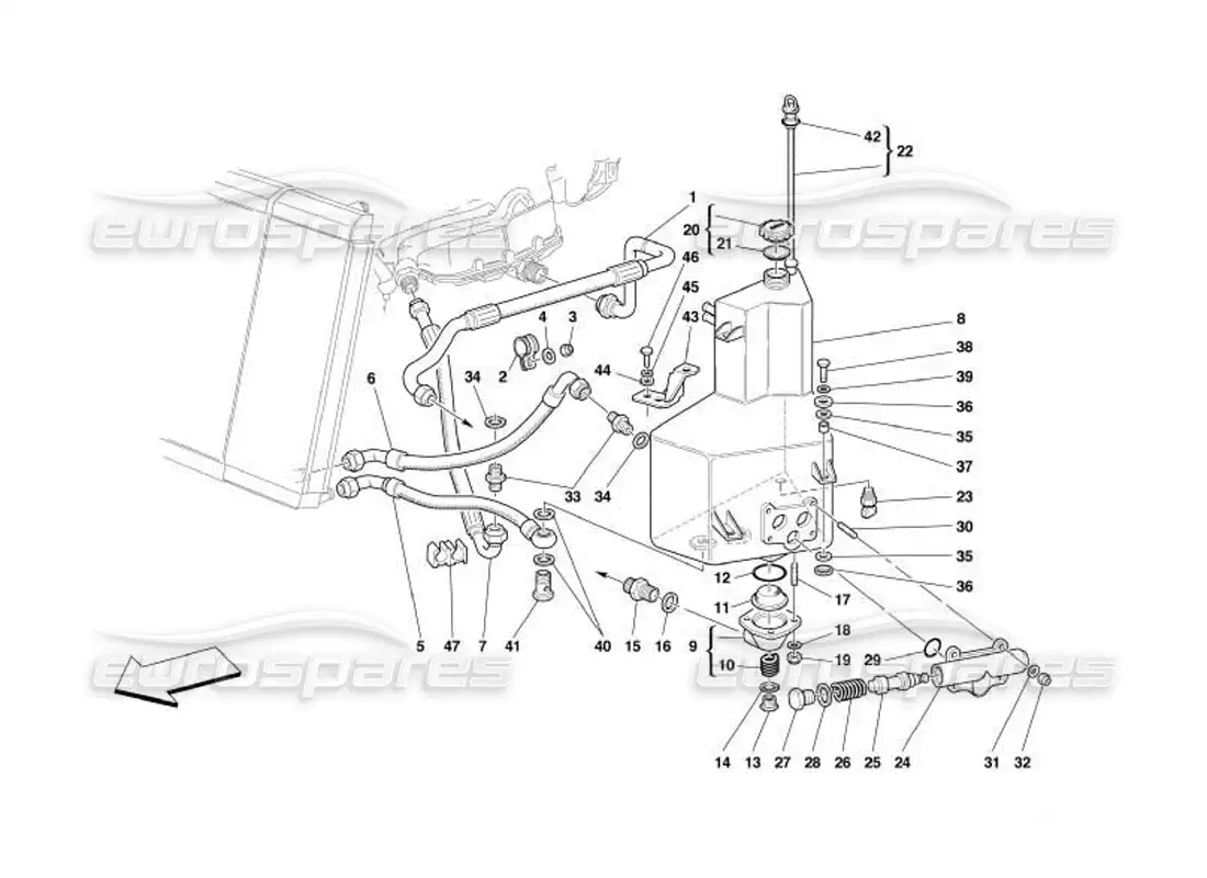 ferrari 550 barchetta sistema de lubricación - tanque diagrama de piezas