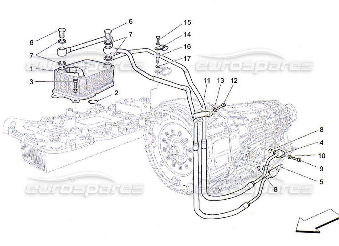 maserati qtp. (2010) 4.2 diagrama de piezas de lubricación y refrigeración del aceite de la caja de cambios