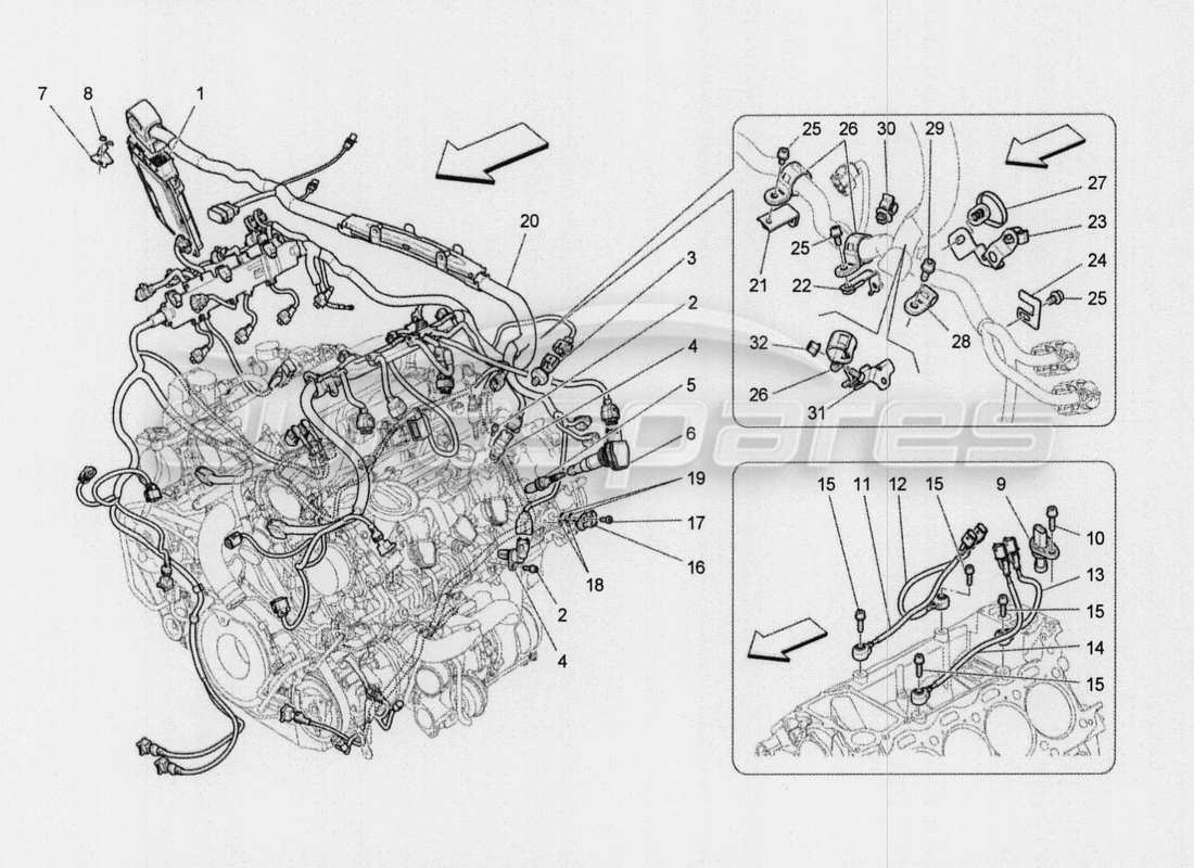 maserati qtp. v8 3.8 530bhp auto 2015 control electrónico: diagrama de piezas de control de sincronización del motor y inyección