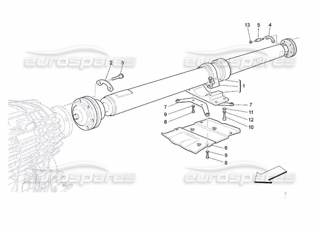 maserati qtp. (2010) 4.7 diagrama de piezas de tubería de transmisión