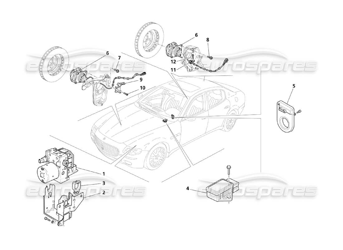 maserati qtp. (2003) 4.2 sistemas de control de frenado diagrama de piezas