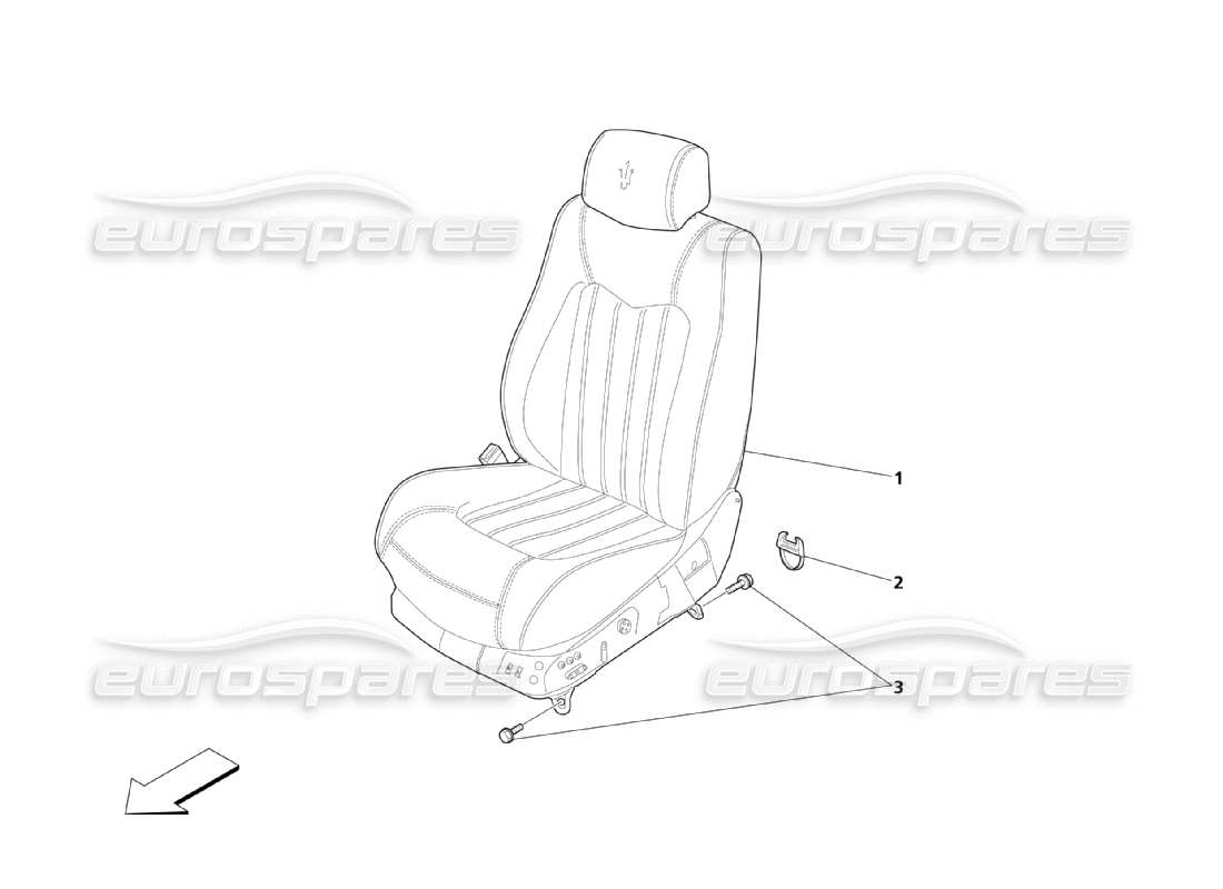 maserati qtp. (2003) 4.2 asientos delanteros: diagrama de piezas del revestimiento