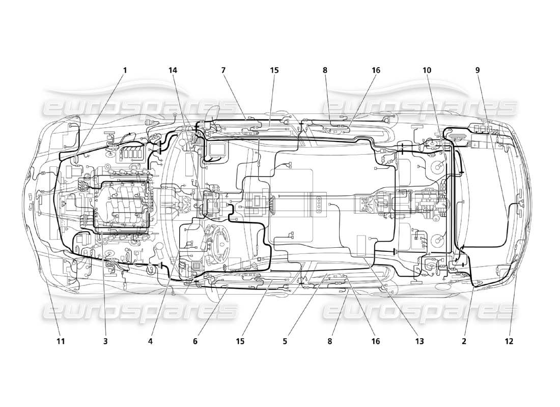 maserati qtp. (2003) 4.2 diagrama de piezas de cables principales