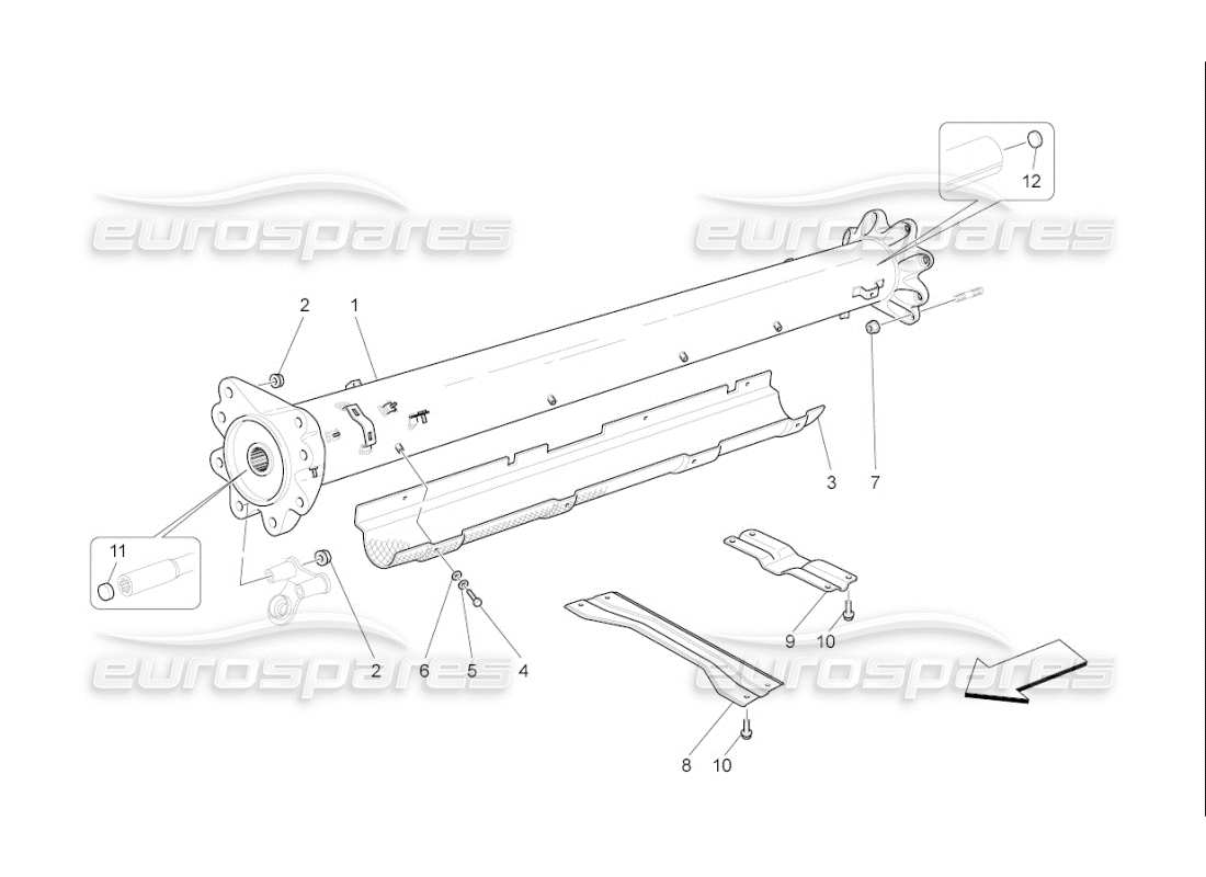 maserati qtp. (2007) 4.2 f1 diagrama de piezas de tubería de transmisión