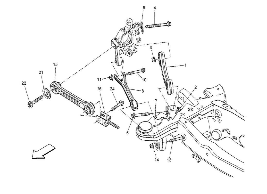 maserati qtp. v8 3.8 530bhp 2014 diagrama de piezas de la suspensión trasera