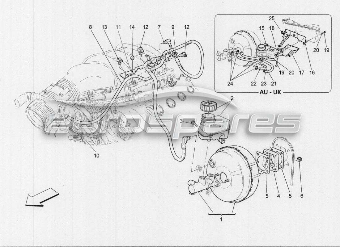 maserati grancabrio mc centenario diagrama de piezas del servosistema de freno