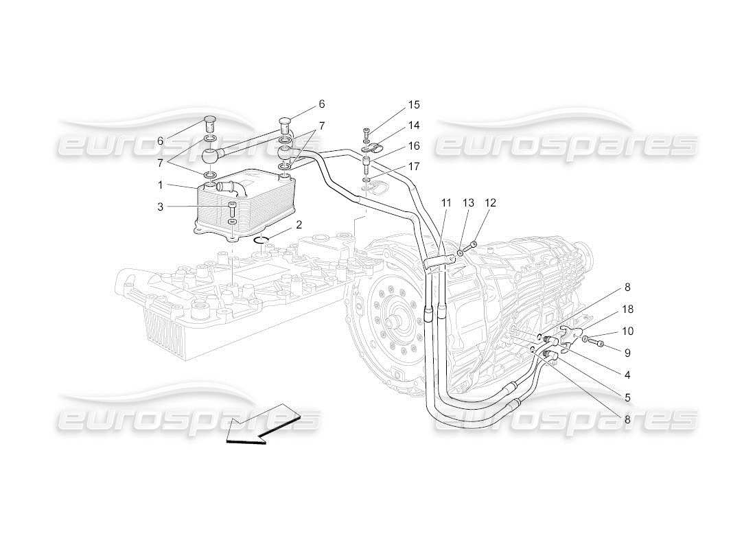 maserati qtp. (2010) 4.2 auto diagrama de piezas de lubricación y refrigeración del aceite de la caja de cambios