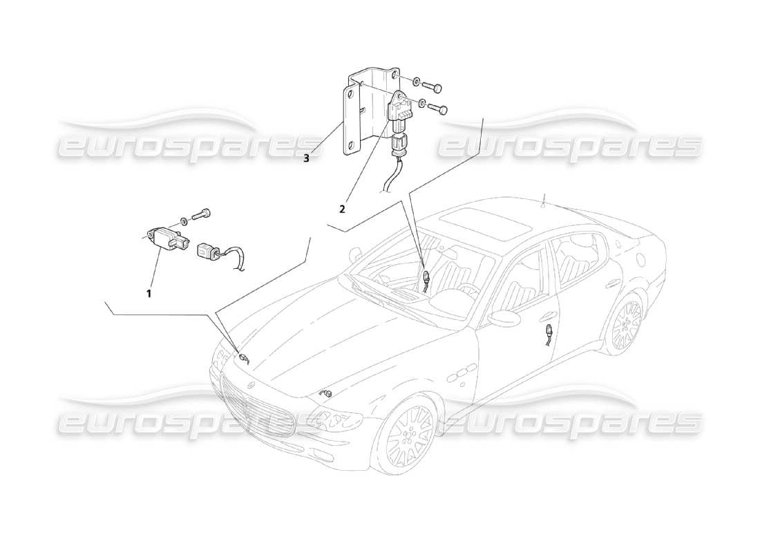 maserati qtp. (2003) 4.2 sensores de accidente diagrama de piezas