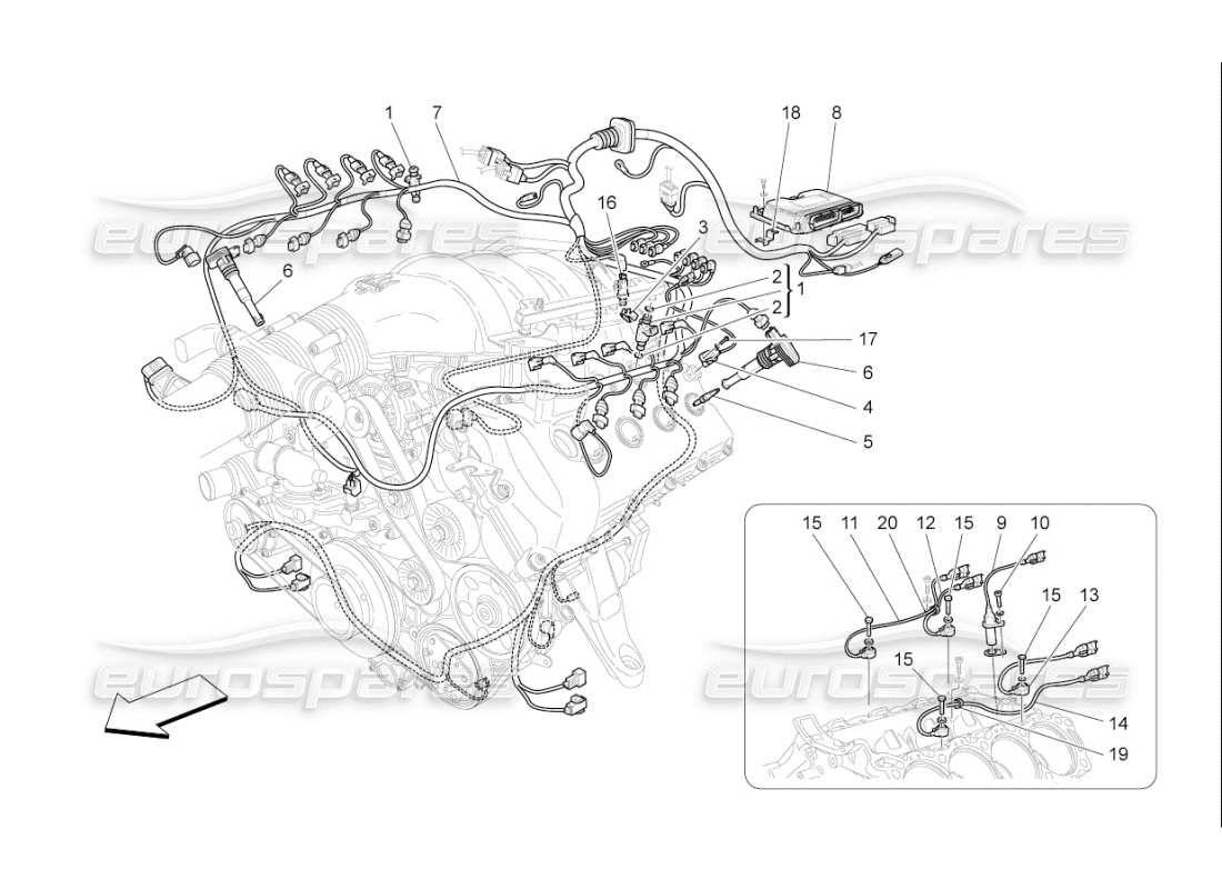 maserati qtp. (2008) 4.2 auto control electrónico: diagrama de piezas de control de sincronización del motor y inyección