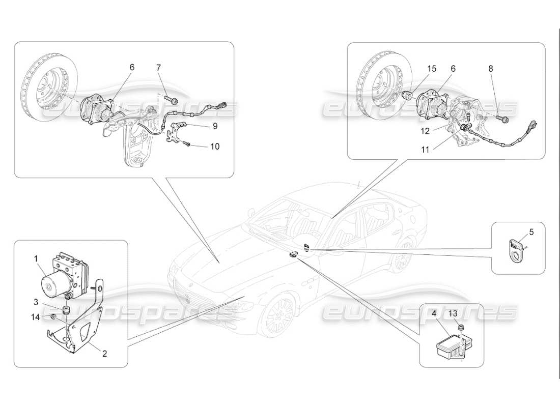 maserati qtp. (2009) 4.7 auto diagrama de piezas de los sistemas de control de frenado