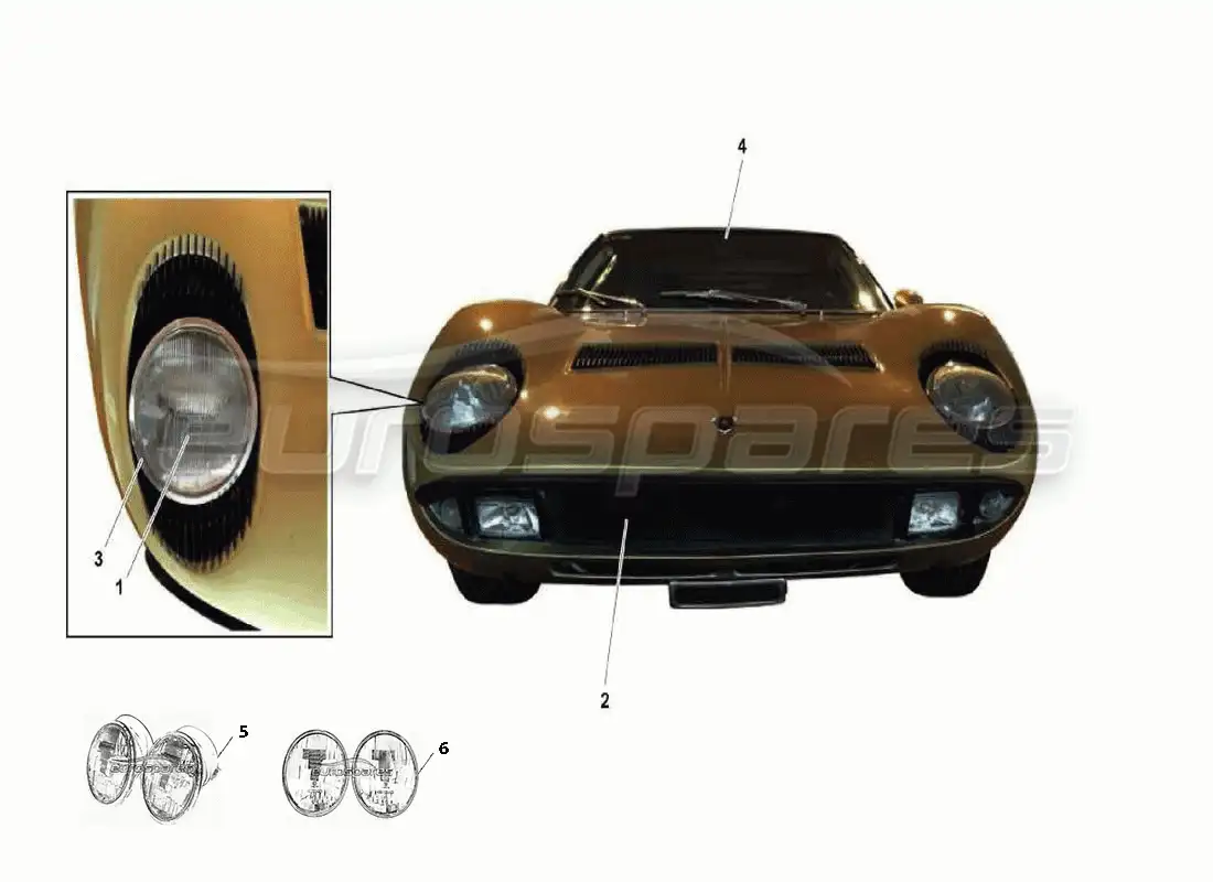 lamborghini miura p400 luces diagrama de piezas
