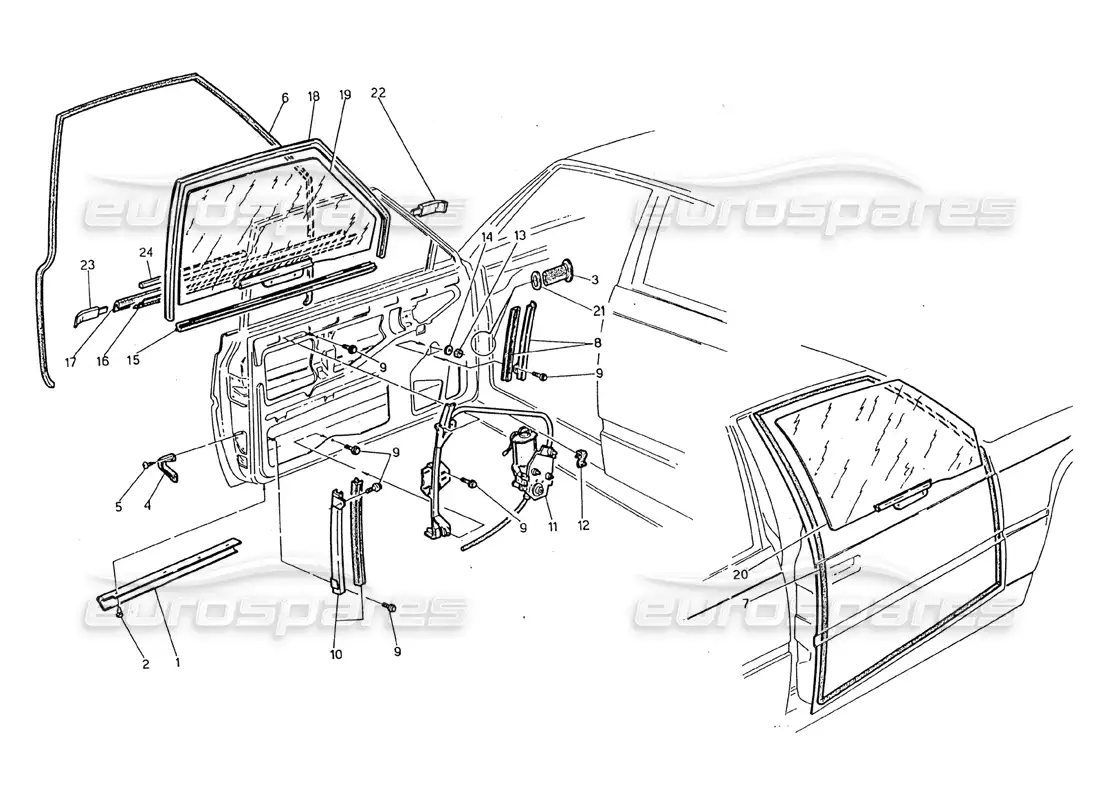 maserati 2.24v puertas: ventanas y normativas diagrama de piezas