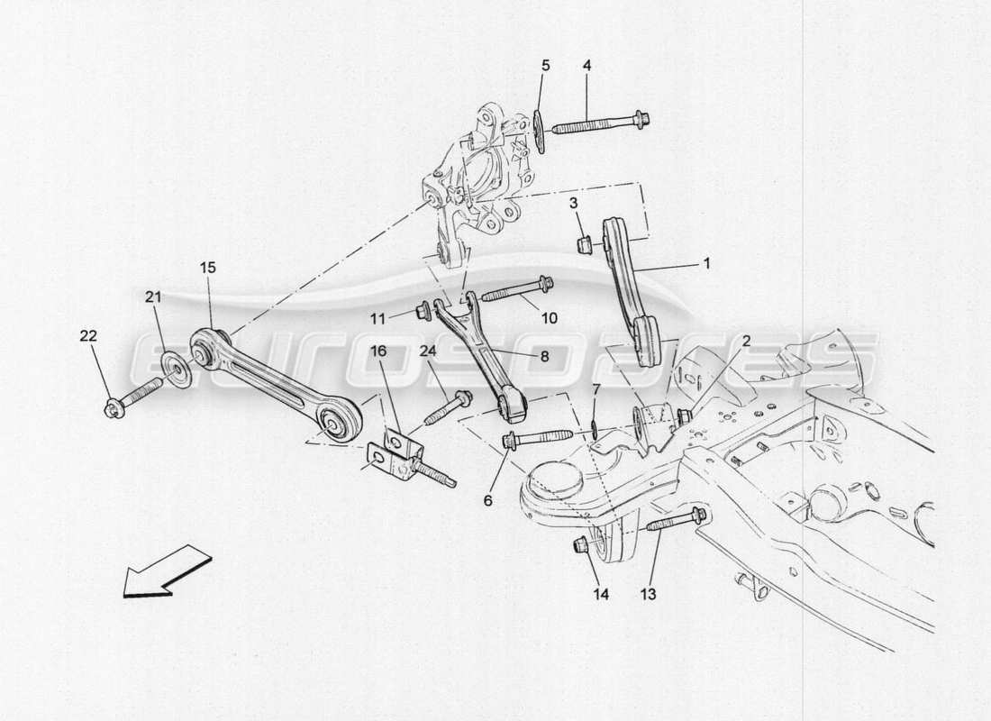 maserati qtp. v8 3.8 530bhp auto 2015 diagrama de piezas de la suspensión trasera