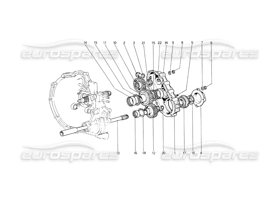ferrari 512 bb transmisión de caja de cambios diagrama de piezas