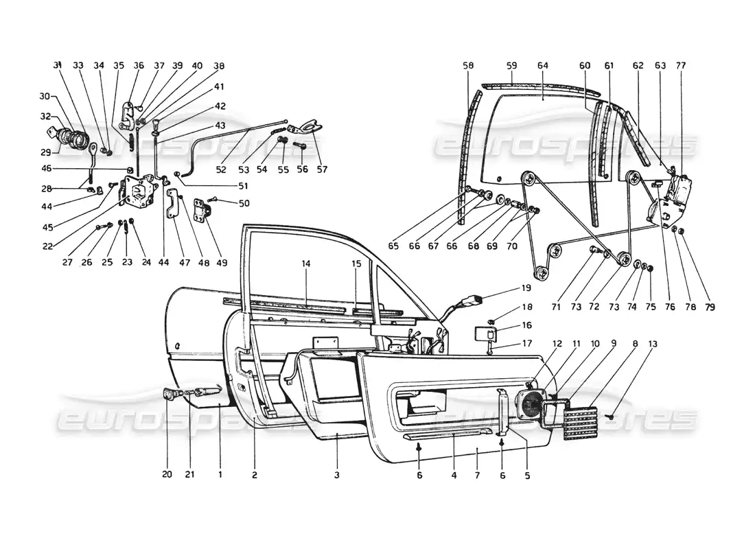 ferrari 512 bb puertas diagrama de piezas