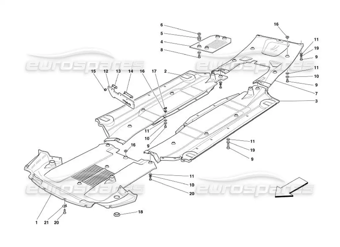 ferrari 575 superamerica bandeja de piso plano diagrama de piezas