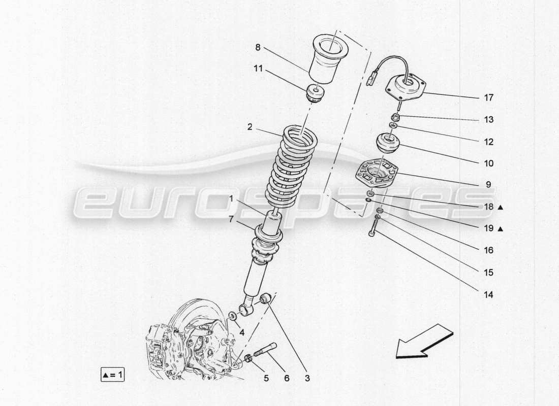 maserati granturismo special edition dispositivos amortiguadores traseros diagrama de piezas