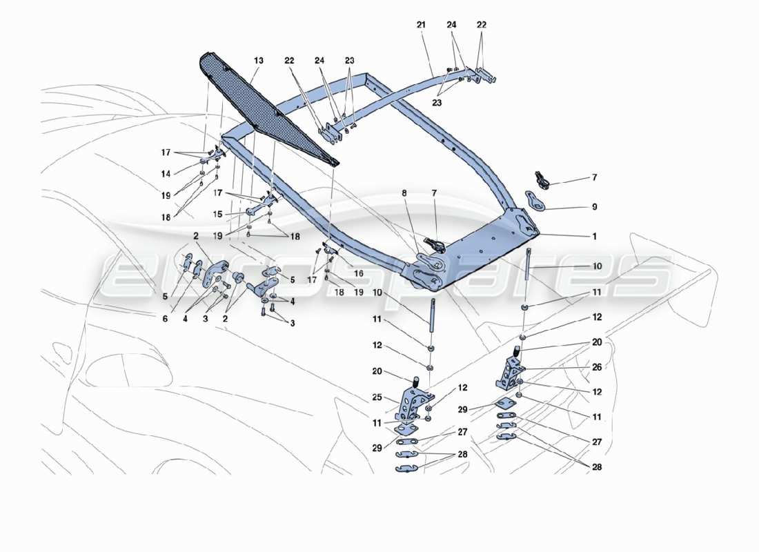 ferrari 488 challenge diagrama de piezas de la cubierta del motor