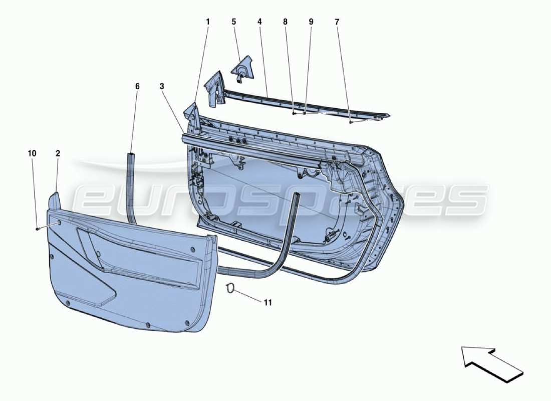 ferrari 488 challenge diagrama de piezas de puertas