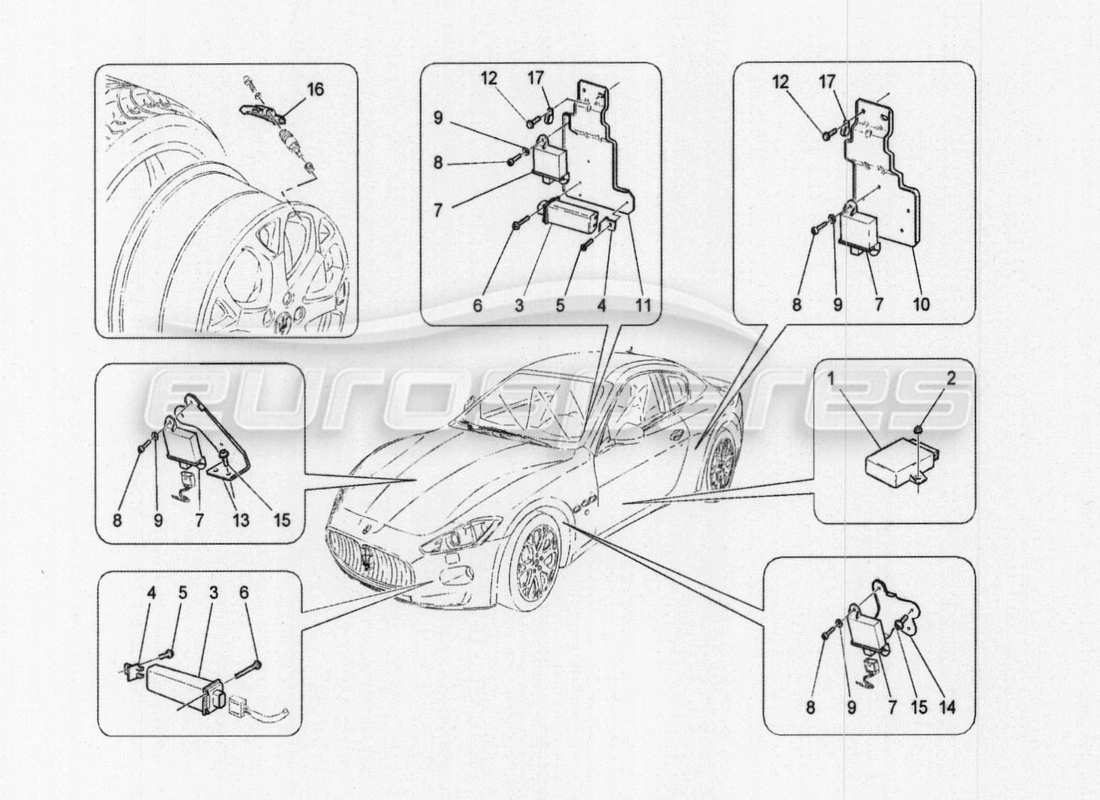 maserati granturismo special edition sistema de control de presión de neumáticos diagrama de piezas