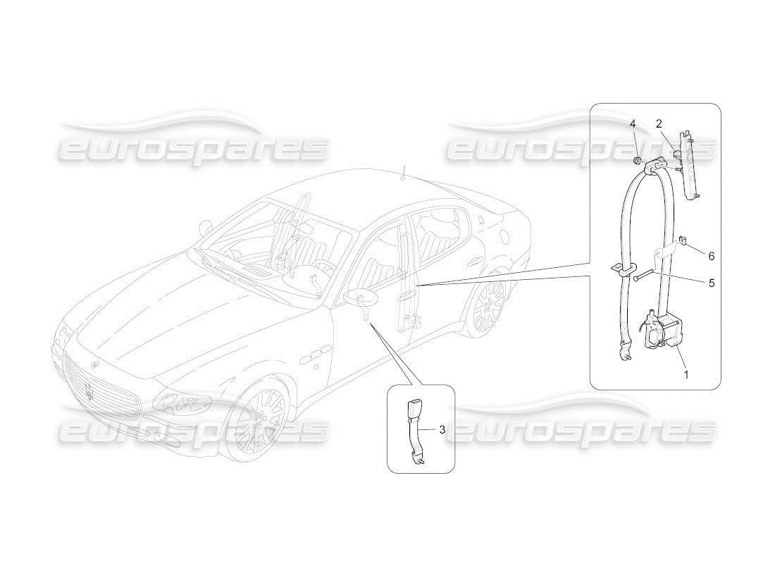 maserati qtp. (2010) 4.2 auto diagrama de piezas de los cinturones de seguridad delanteros