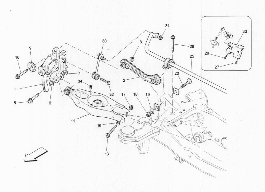 maserati qtp. v6 3.0 bt 410bhp 2015 diagrama de piezas de la suspensión trasera