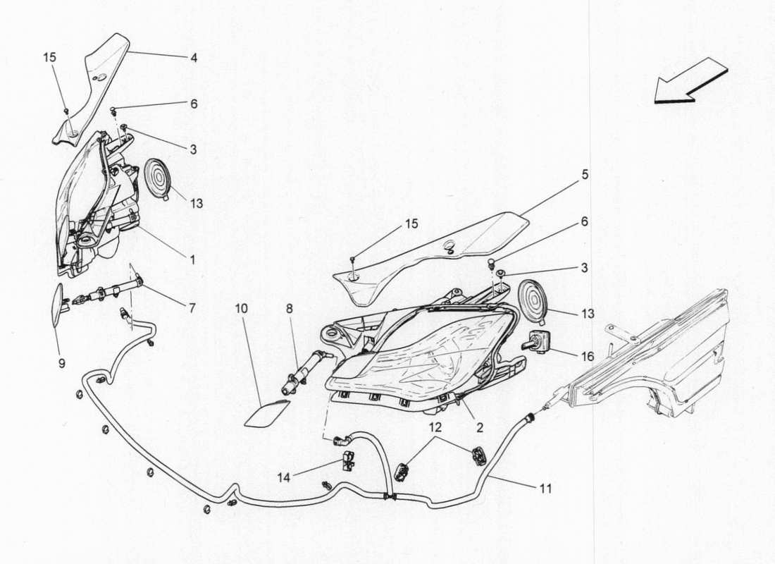 maserati qtp. v6 3.0 bt 410bhp 2015 diagrama de piezas de los grupos de faros