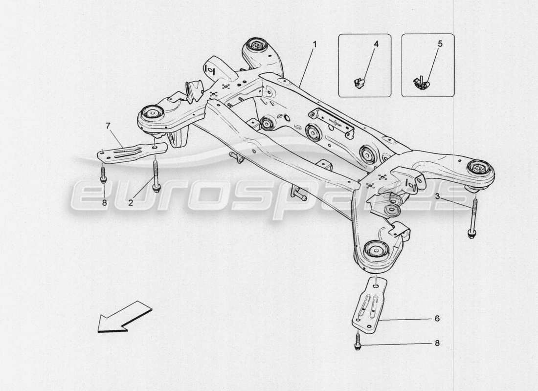 maserati qtp. v8 3.8 530bhp auto 2015 diagrama de piezas del chasis trasero