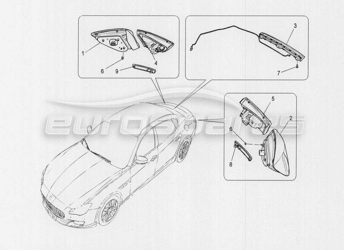 maserati qtp. v8 3.8 530bhp auto 2015 unidad a c: diagrama de piezas de los dispositivos del compartimento del motor