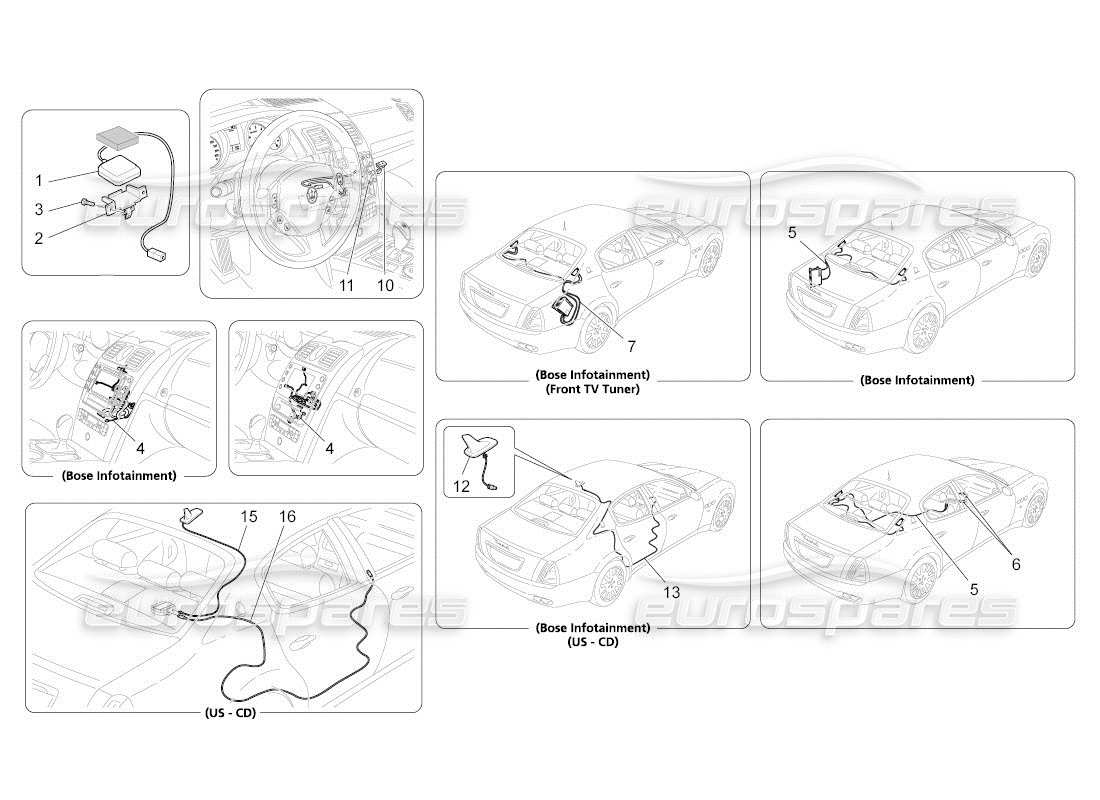 maserati qtp. (2011) 4.2 auto sistema de recepción y conexión diagrama de piezas