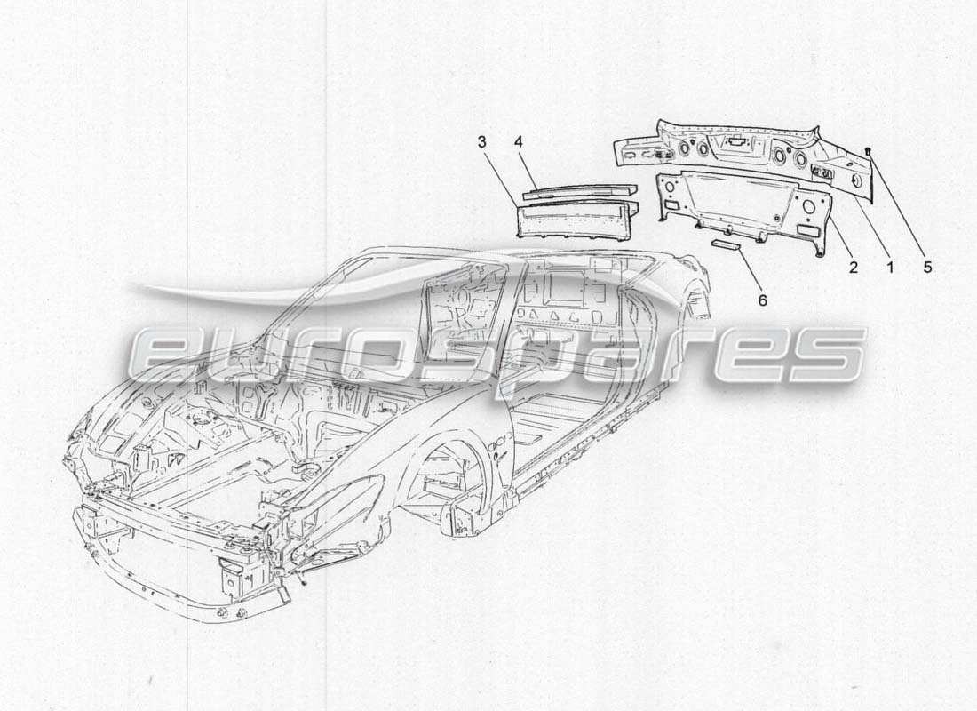 maserati grancabrio mc centenario carrocería y paneles exteriores traseros diagrama de piezas