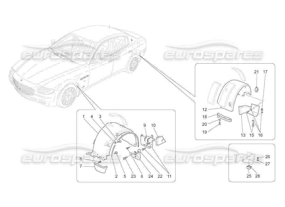 maserati qtp. (2010) 4.2 auto diagrama de piezas de la timonera y las tapas