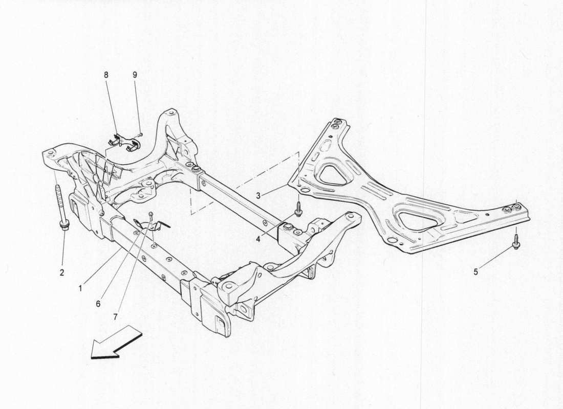 maserati qtp. v6 3.0 bt 410bhp 2015 diagrama de piezas del subchasis delantero