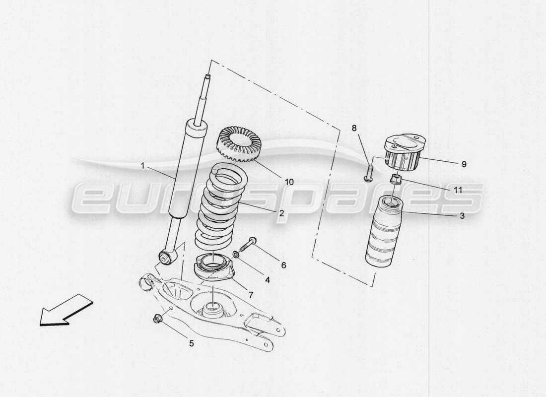 maserati qtp. v8 3.8 530bhp auto 2015 diagrama de piezas de los dispositivos del amortiguador trasero