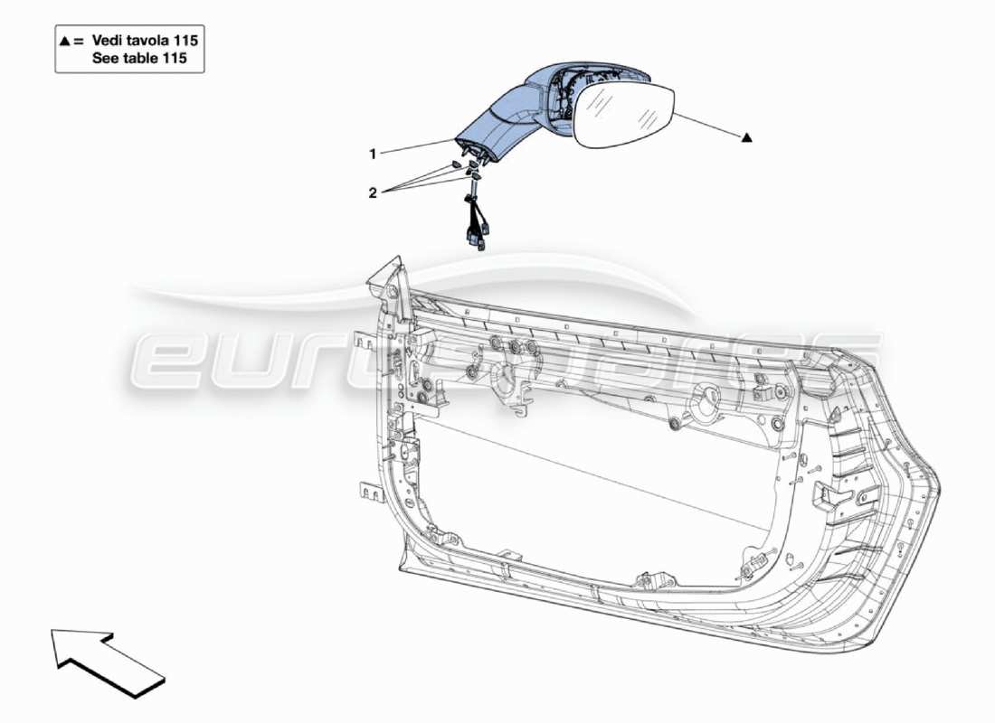 ferrari 488 challenge espejos retrovisores diagrama de piezas