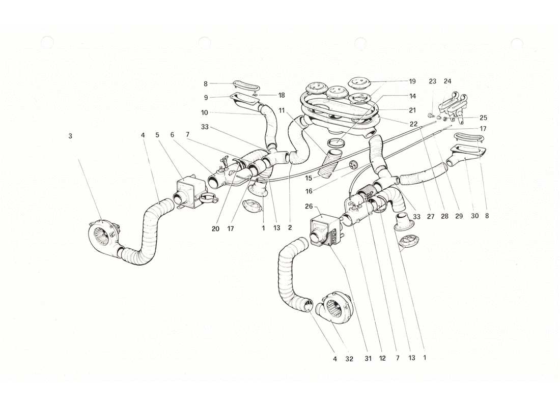 ferrari 208 gtb gts sistema de calefacción diagrama de piezas