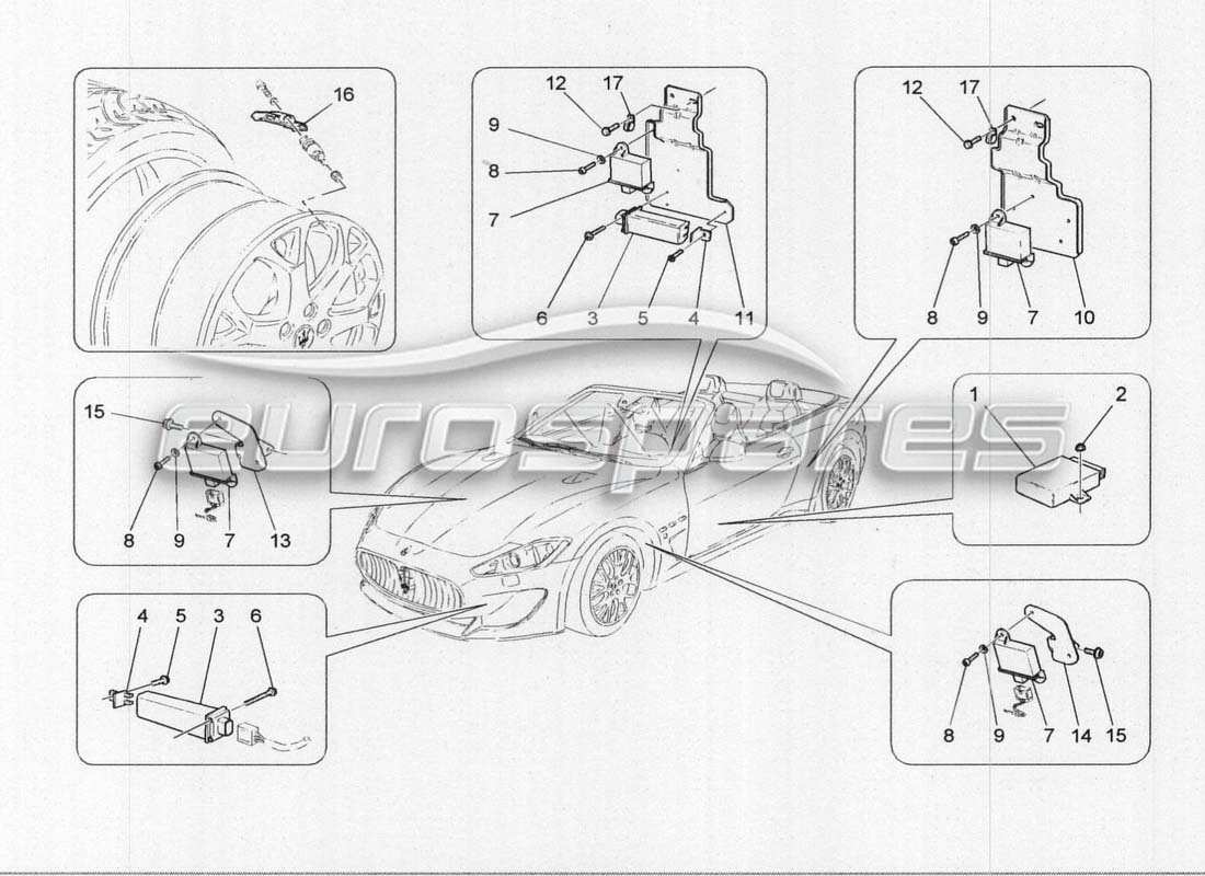 maserati grancabrio mc centenario sistema de control de presión neumático diagrama de piezas