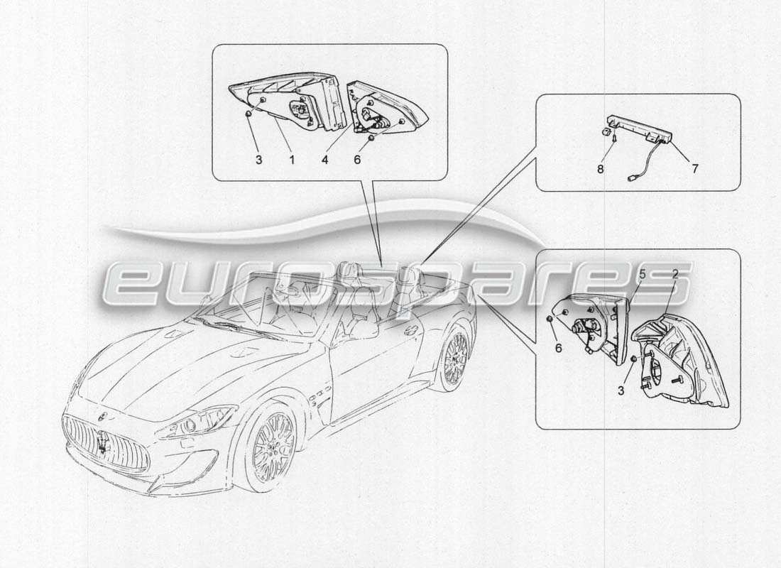 maserati grancabrio mc centenario grupos de luces traseras diagrama de piezas