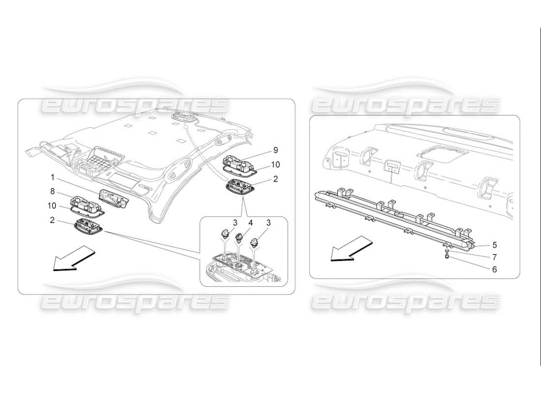 maserati qtp. (2009) 4.7 auto diagrama de piezas de dispositivos internos del vehículo