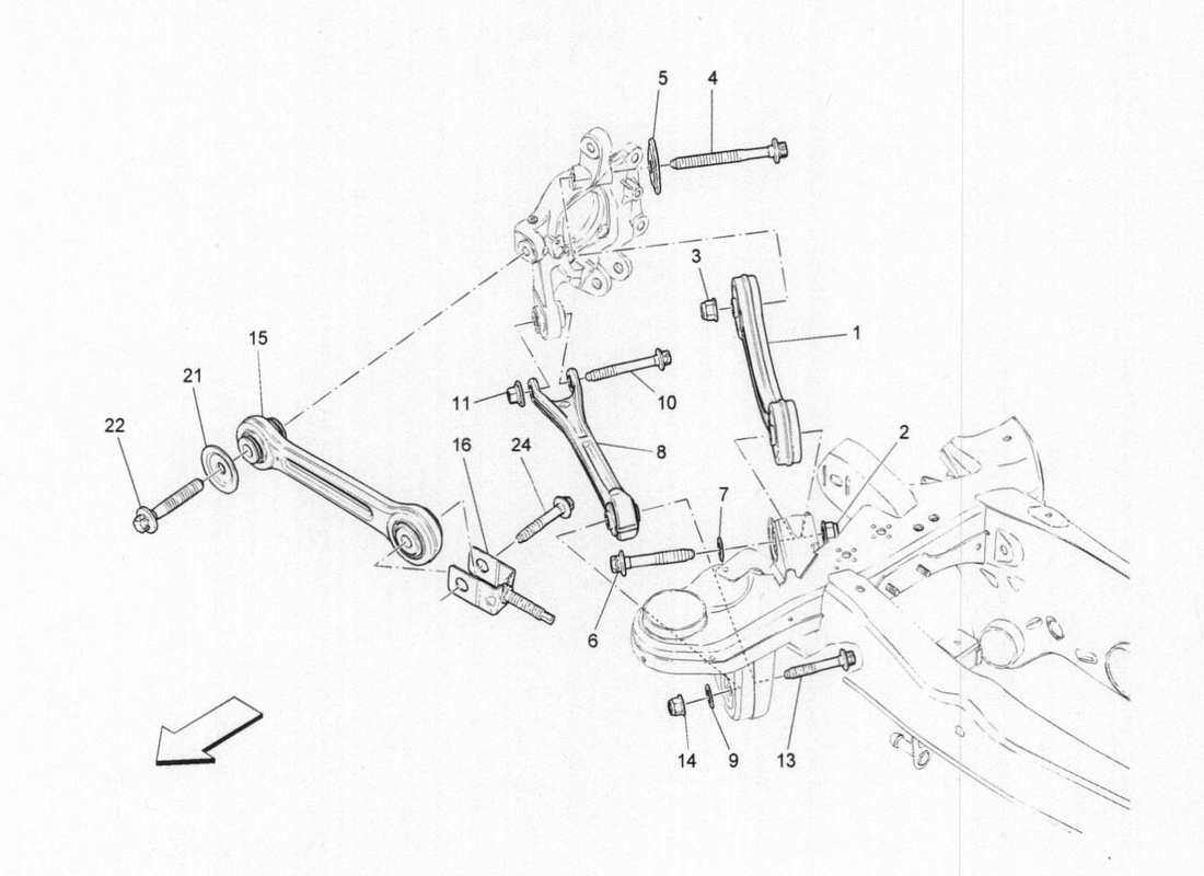 maserati qtp. v6 3.0 bt 410bhp 2015 diagrama de piezas de la suspensión trasera