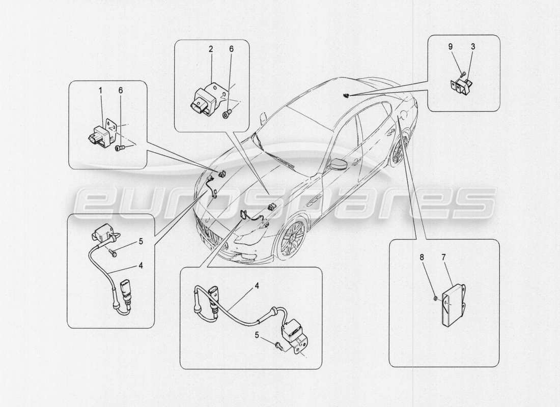 maserati qtp. v8 3.8 530bhp auto 2015 control electrónico: diagrama de piezas de suspensión