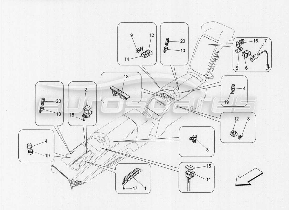 maserati qtp. v8 3.8 530bhp auto 2015 diagrama de piezas de dispositivos de puerta