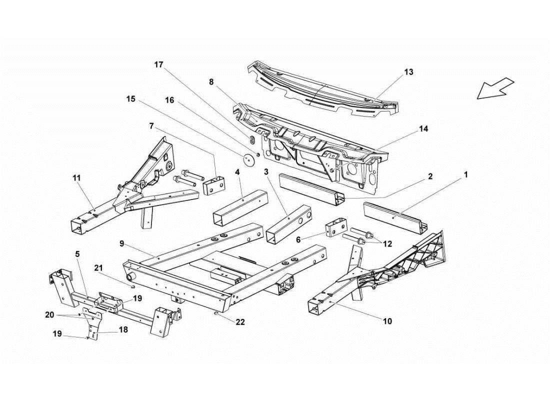 lamborghini gallardo sts ii sc elementos del marco frontal diagrama de piezas
